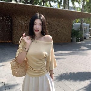In Stock Sakurajima Love Summer Korean Style Slimming Versatile Pure Elegant Ice Feel Top