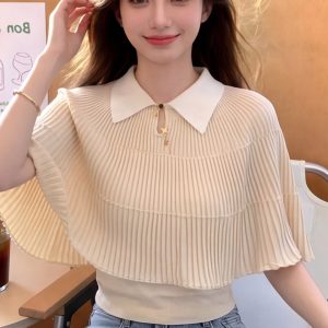 Women's Summer 2026 Cape-Style Short-Sleeve Knit Top