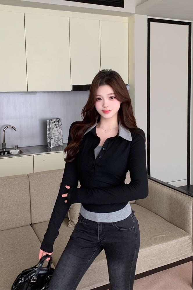 Women's Slim Fit Black Polo Neck T-Shirt - Image 5